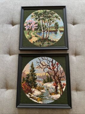 Vintage Needlework Picture Set
